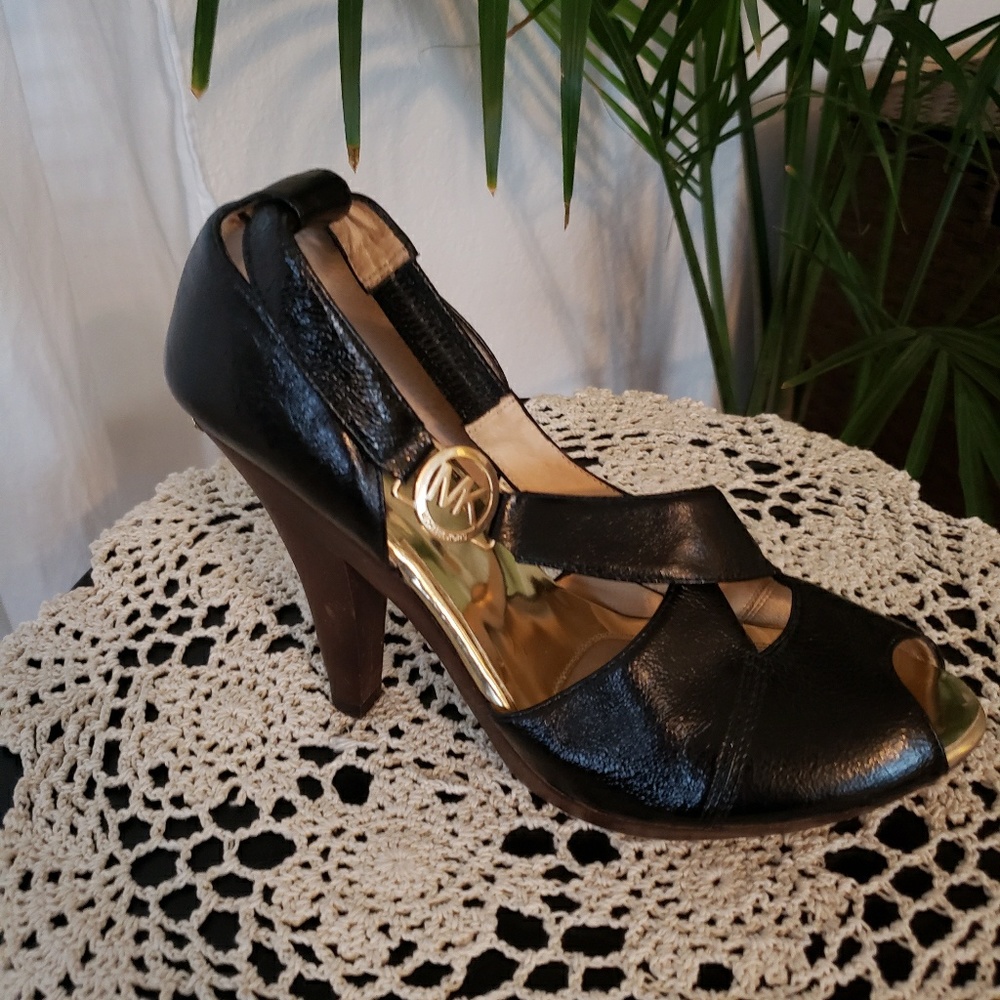 Michael Kors Black Peep Toe Heels